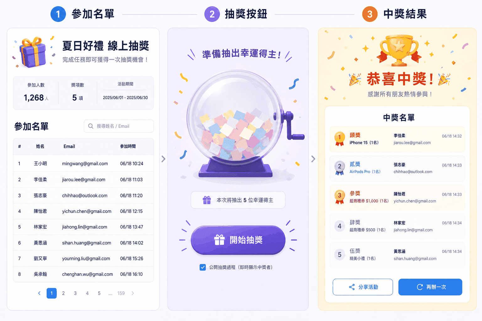 線上抽獎活動工具網站預覽